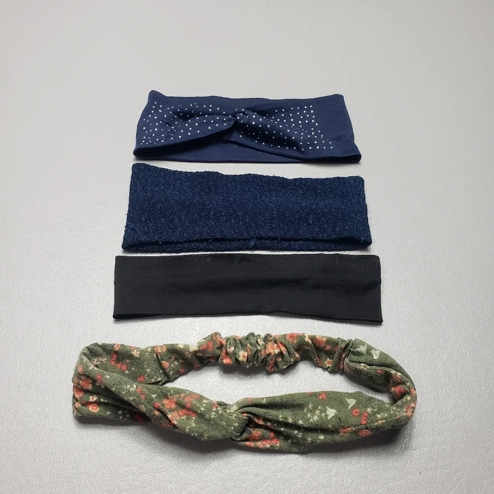 women's headband bundle of 4, blue, black, green